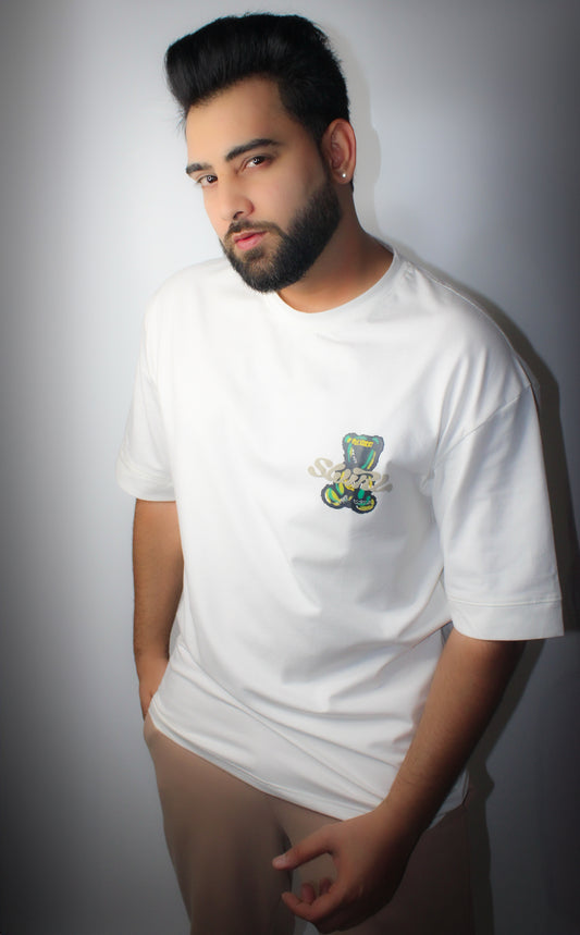 Montx Men's Polar Bear Design T-shirt Loose Fit Street Style - White Color