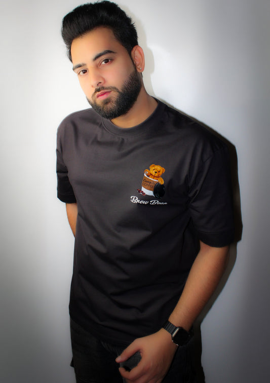 Montx Men's Teddy Print T-shirt Black Color  – Drop Shoulder - Loose Fit - Montx The Clothing Brand