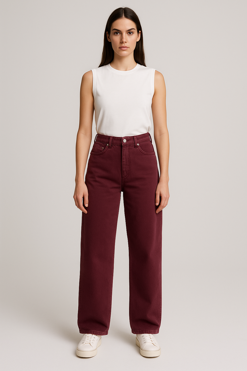 Montx Women's Straight Fit Denim Jeans – Wine Color