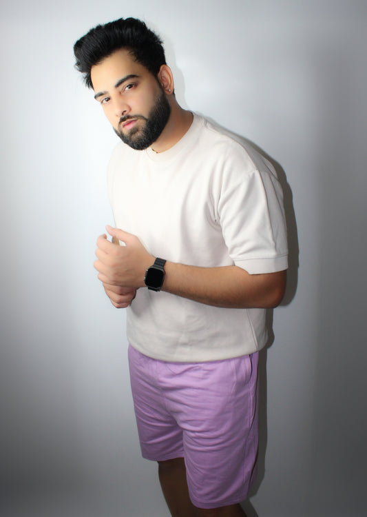 Montx Men's Cotton Shorts - Lavender Color with Back Pocket