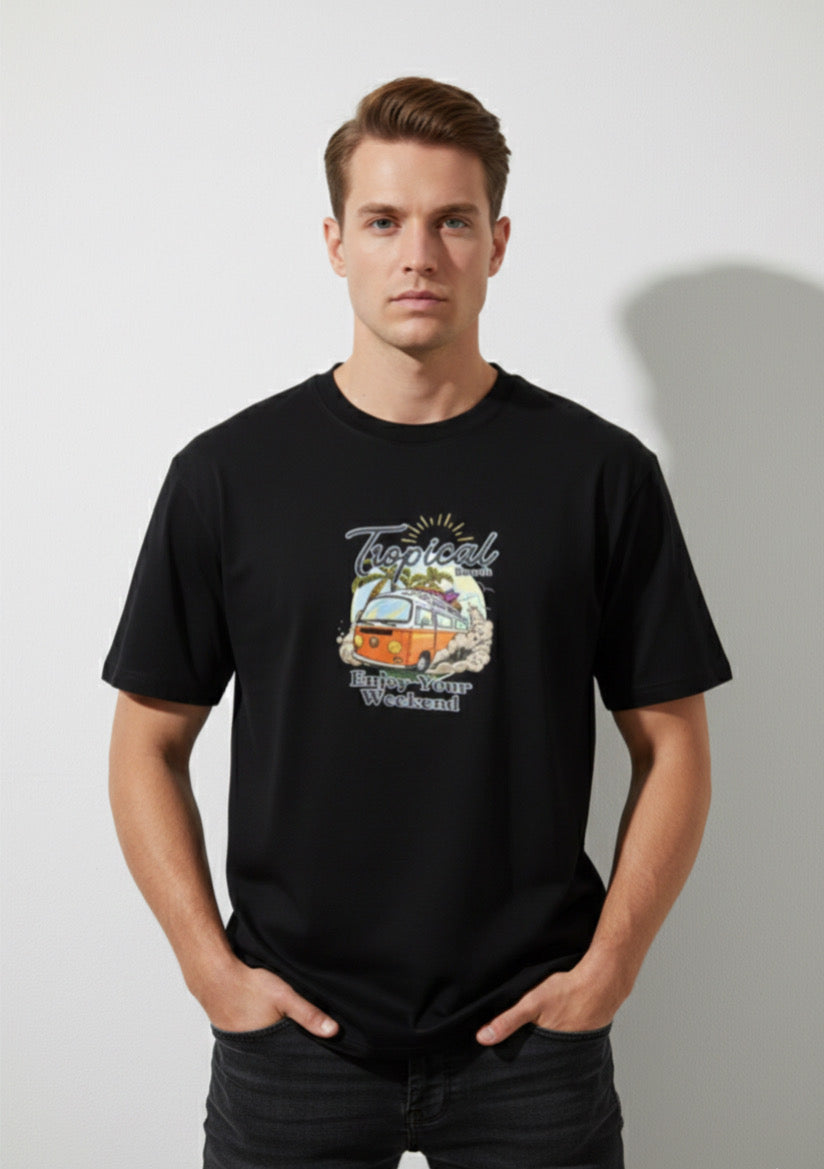 Montx Men's Oversized Black Printed T-shirt - Montx The Clothing Brand