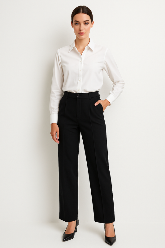 Women's Formal Wide-Leg Trouser - Black Color