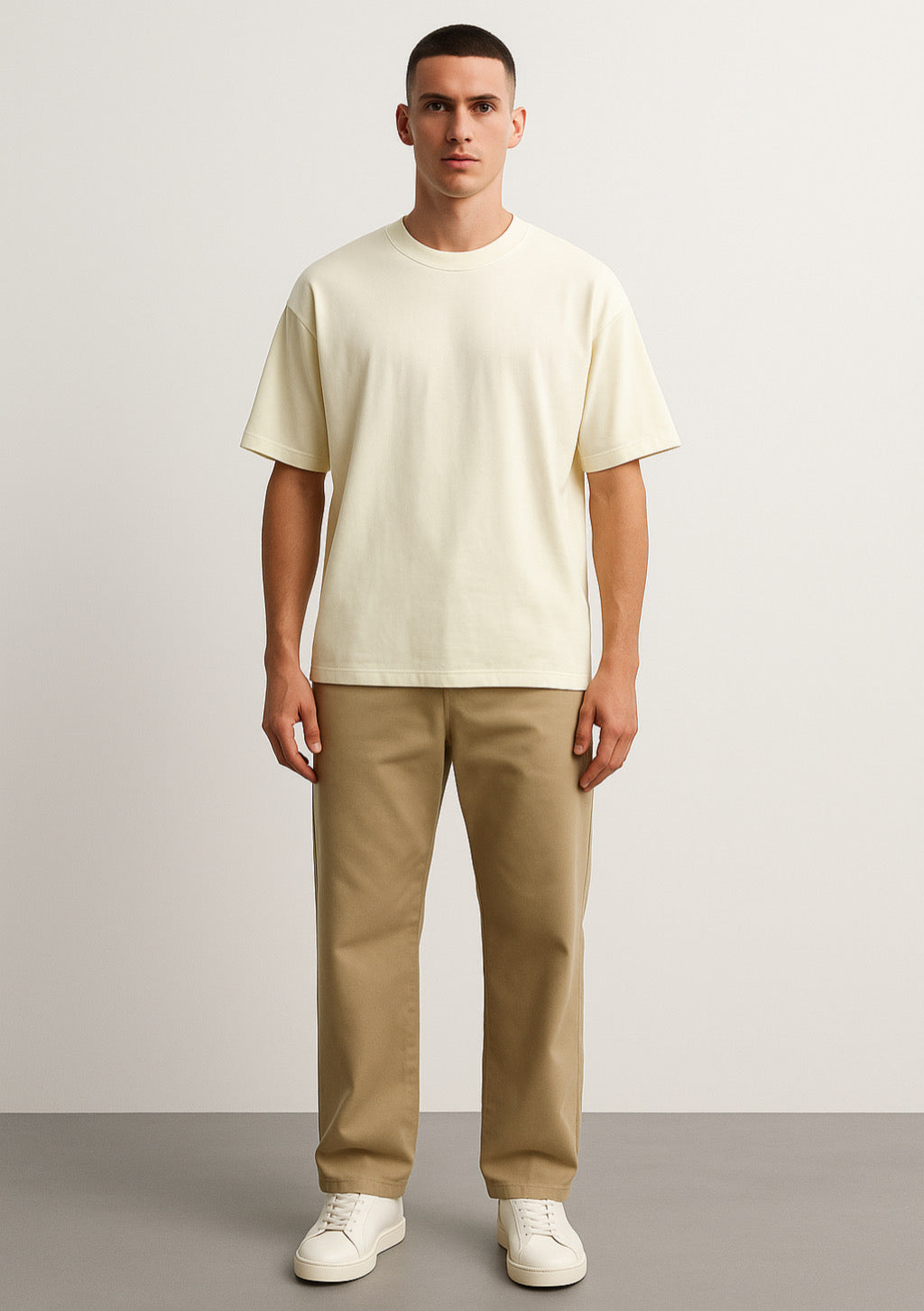 Oversized Off-White T-Shirt for Men – Minimal Streetwear Essential