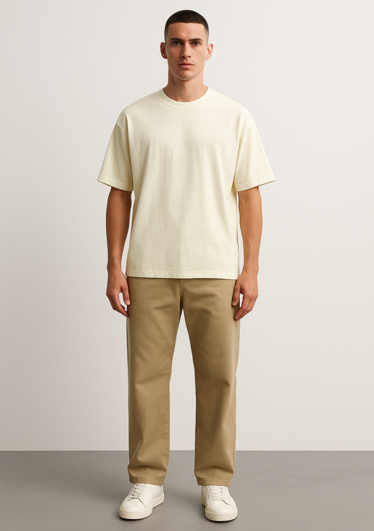 Oversized Off-White T-Shirt for Men – Minimal Streetwear Essential