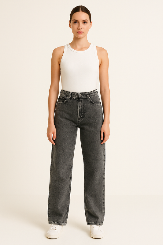 Montx Women's Denim Jeans Straight Fit - Charcoal Color