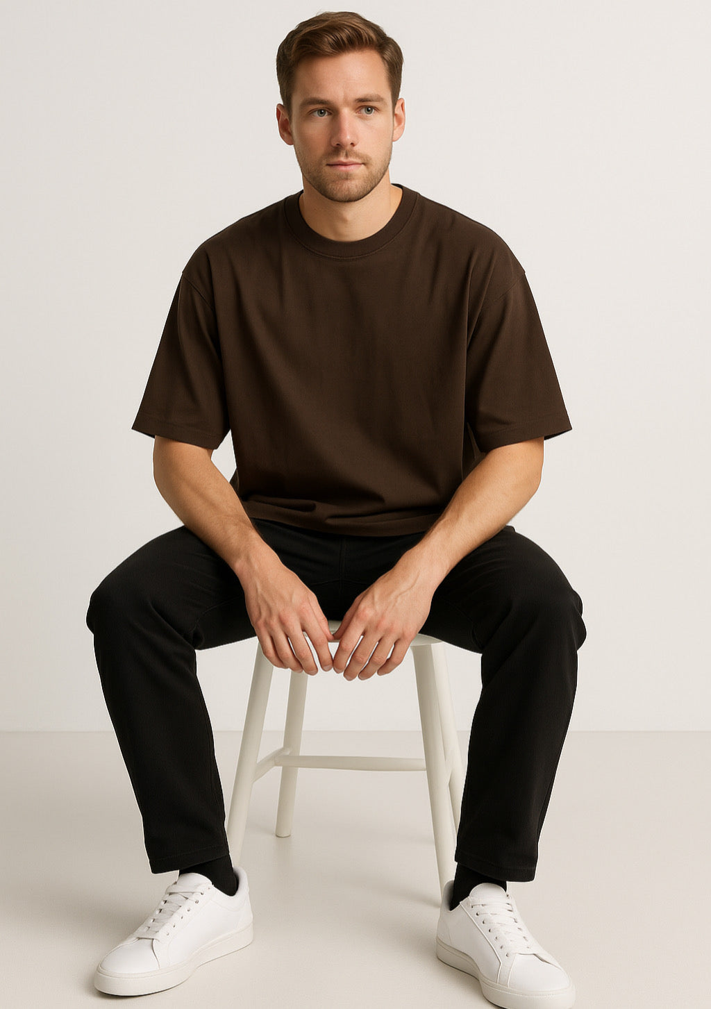 Oversized Brown T-Shirt for Men – Minimal Street Style