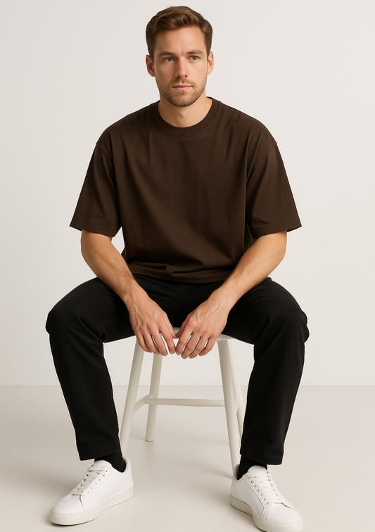 Oversized Brown T-Shirt for Men – Minimal Street Style