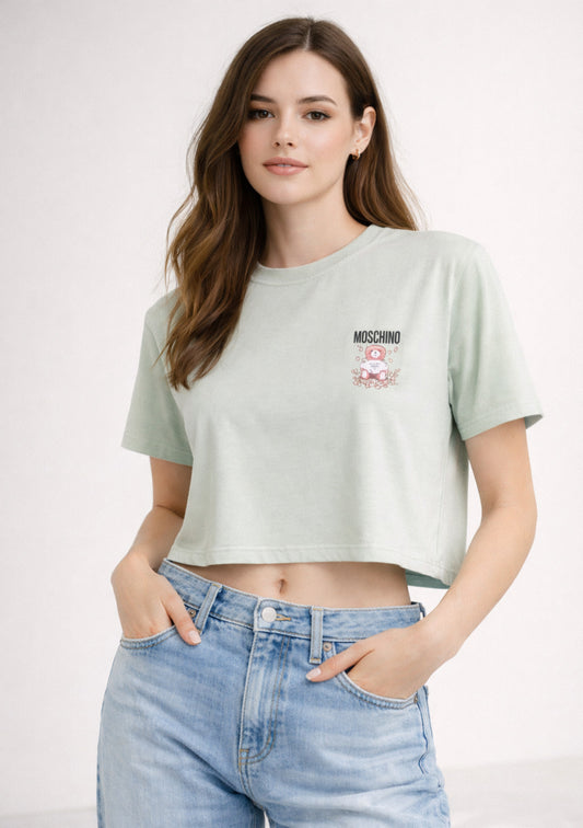 Women's Sea Green Color Teddy Printed T-shirt – Regular Fit - Montx The Clothing Brand