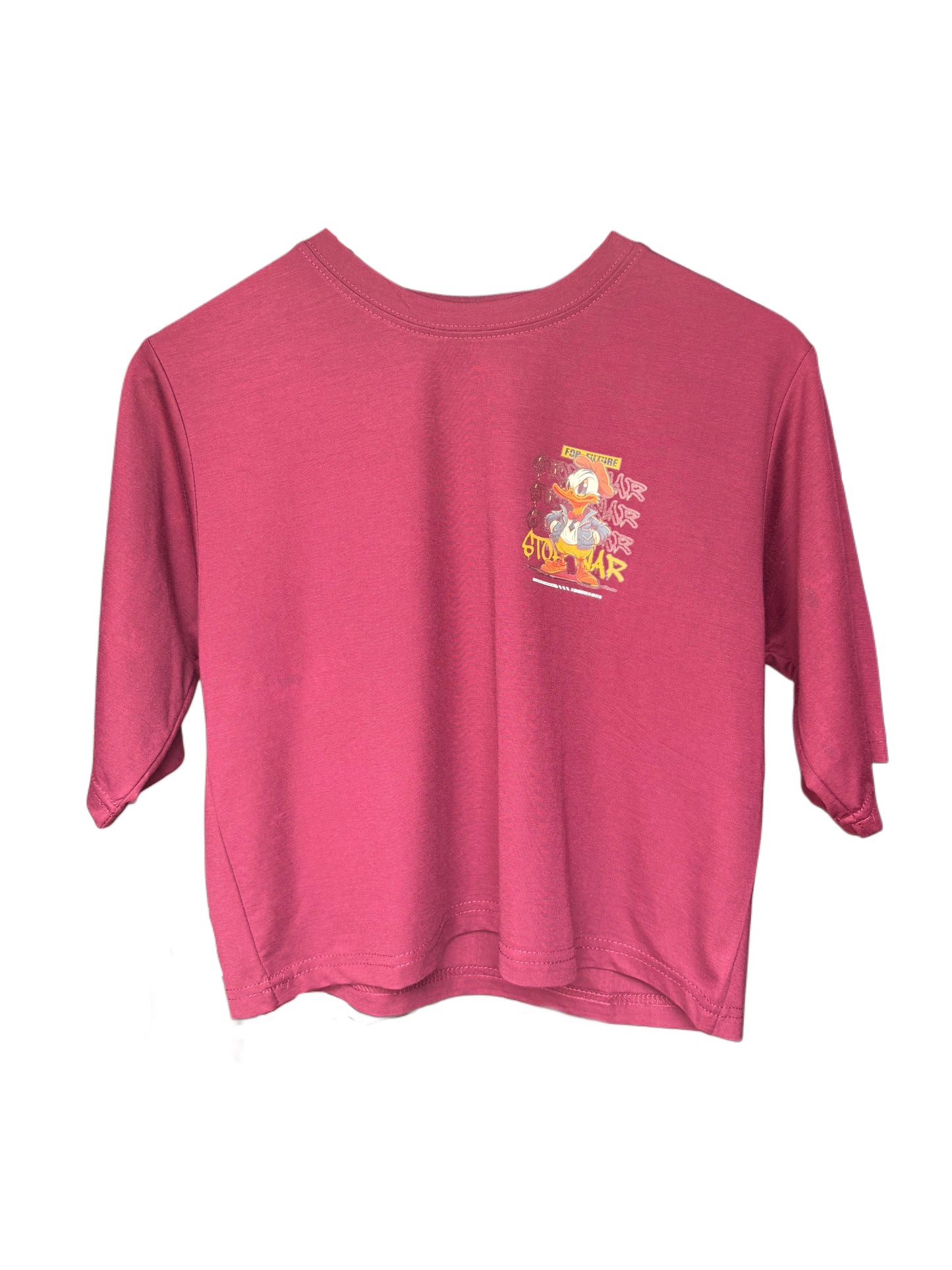 Women's Donald Duck Printed T-Shirt Regular Fit - Maroon Color
