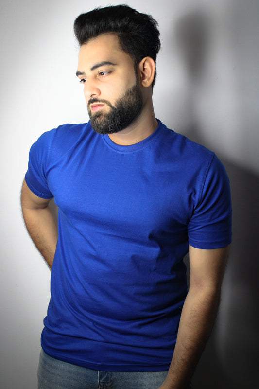 Men's Half Sleeve Round Neck Regular Fit T-Shirt  - Royal Blue Color