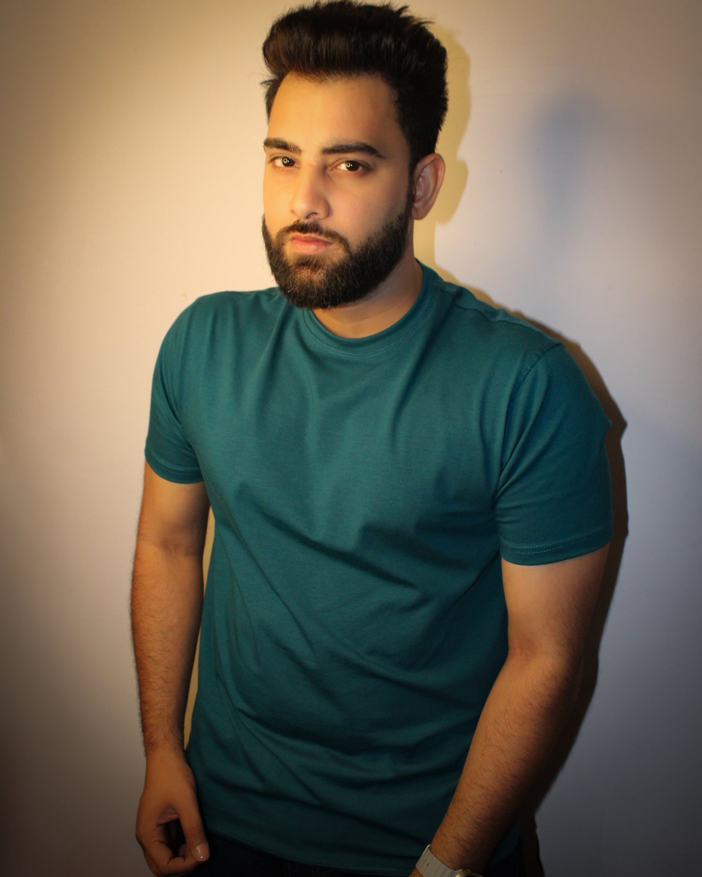 Men's Half Sleeve Round Neck T-Shirt Regular Fit - Turquoise Color ( Firozi )