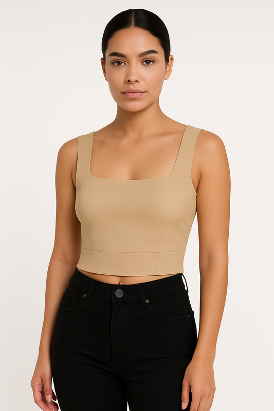 Women's Brown Crop Top with Air Suspended Bra Pads