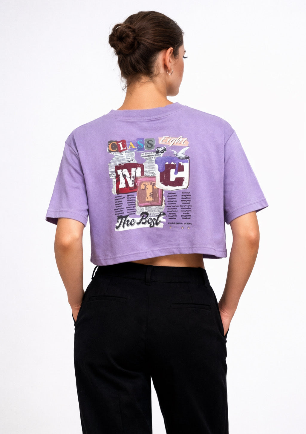 Women's Purple Color Newspaper Printed T-shirt – Casual Fit - Montx The Clothing Brand
