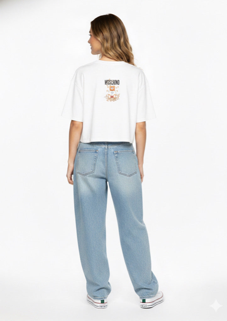 Women's White Color Teddy Printed T-shirt – Regular Fit - Montx The Clothing Brand