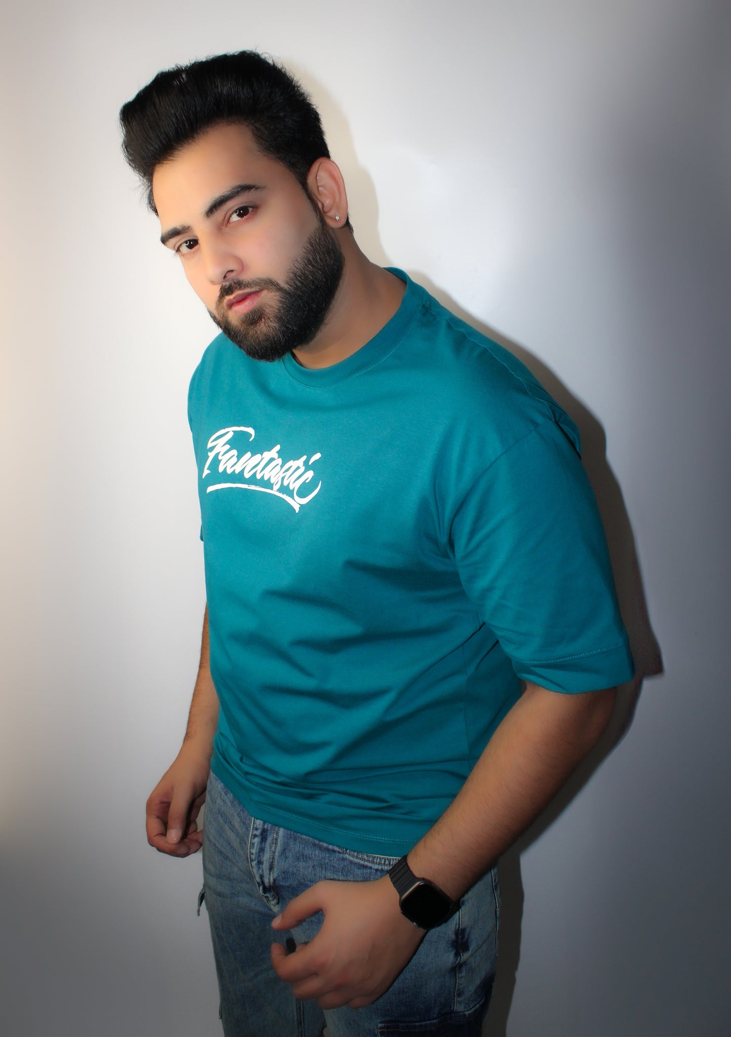 Montx Men's Fantastic Print T-shirt  Loose Fit  Street Style - Firozi Color