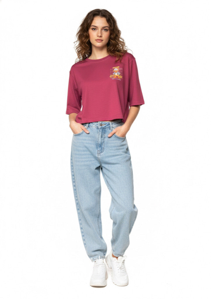 Women's Donald Duck Printed T-Shirt Regular Fit - Maroon Color - Montx The Clothing Brand