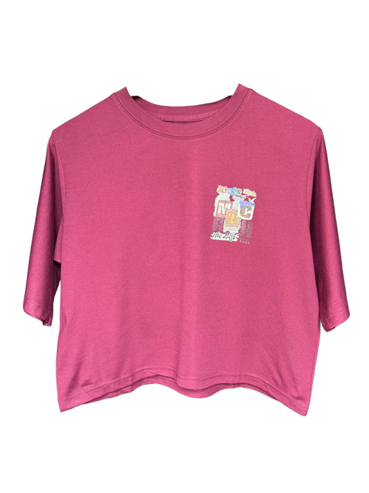 Women's Maroon Color Newspaper Printed T-shirt – Casual Fit