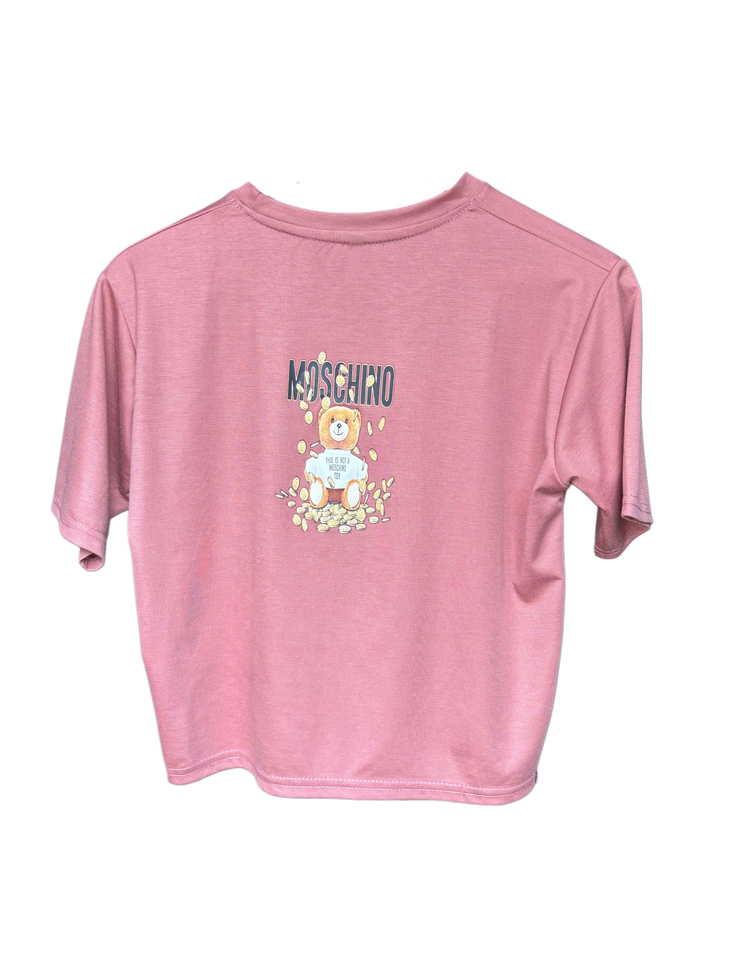 Women's Pink Color Teddy Printed T-shirt – Regular Fit