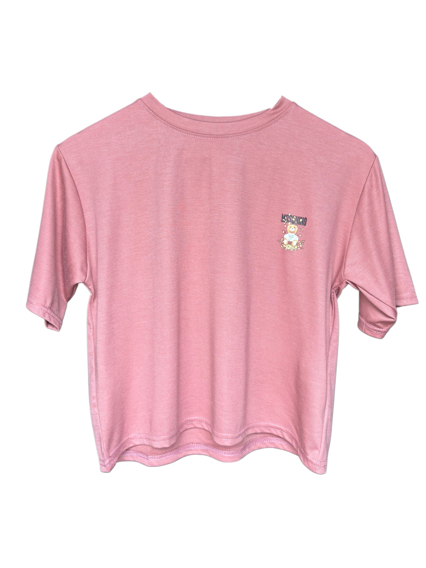 Women's Pink Color Teddy Printed T-shirt – Regular Fit
