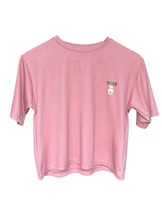 Women's Pink Color Teddy Printed T-shirt – Regular Fit