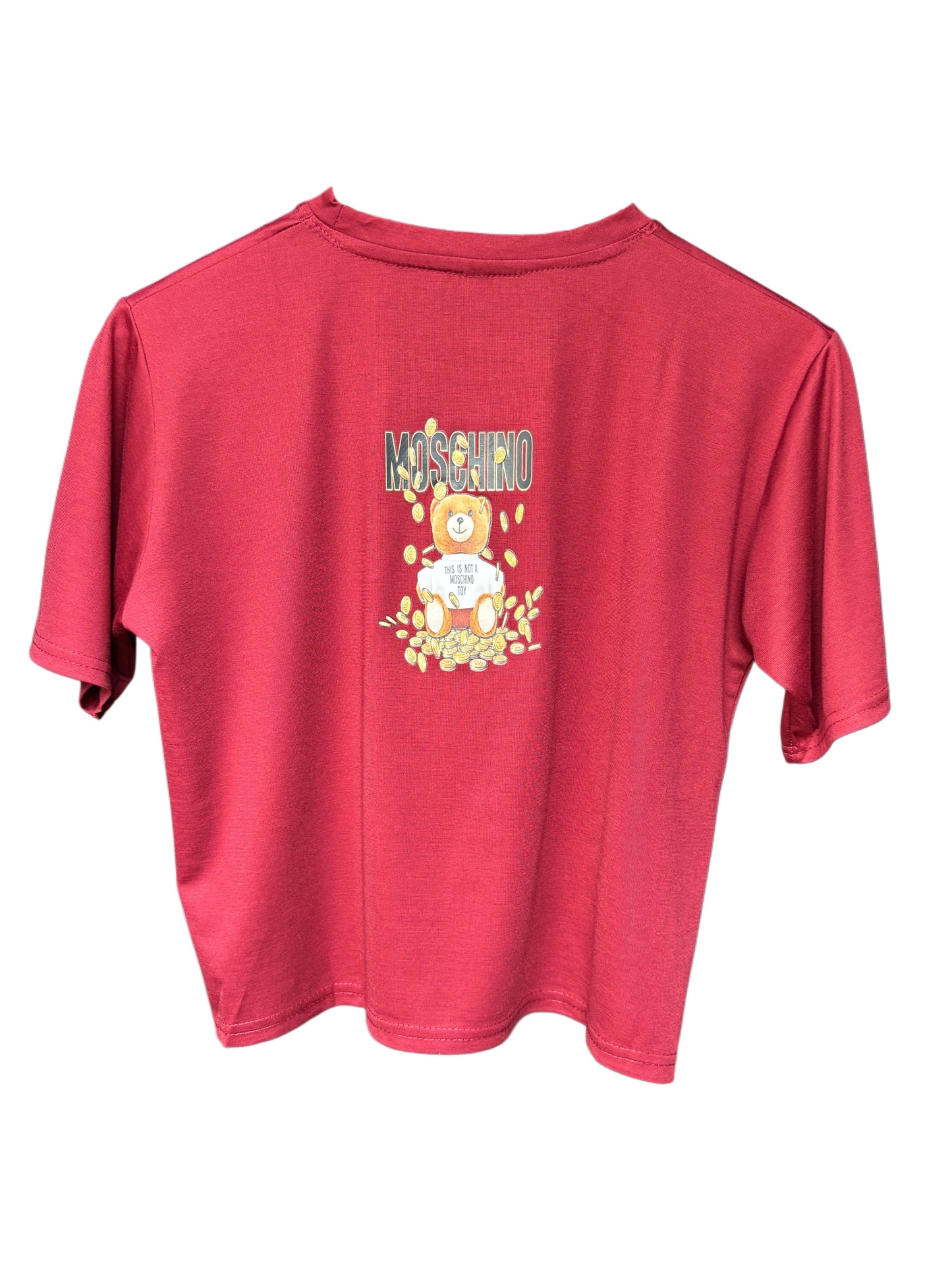 Women's Red Color Teddy Printed T-shirt – Regular Fit