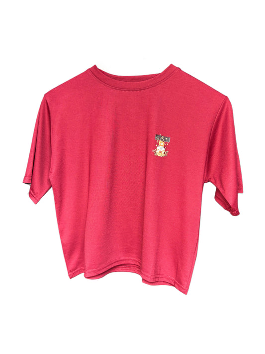 Women's Red Color Teddy Printed T-shirt – Regular Fit