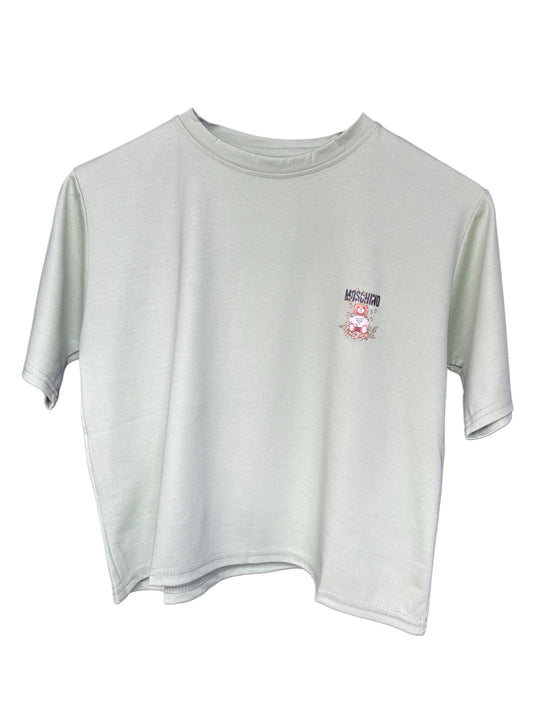 Women's Sea Green Color Teddy Printed T-shirt – Regular Fit