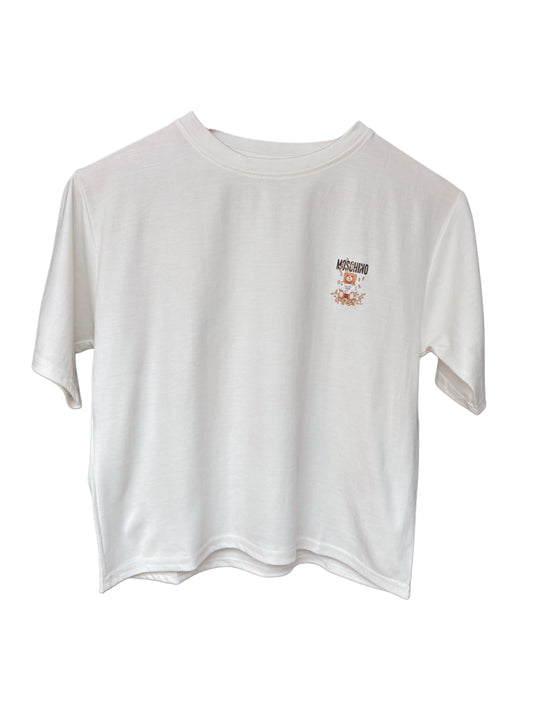 Women's White Color Teddy Printed T-shirt – Regular Fit